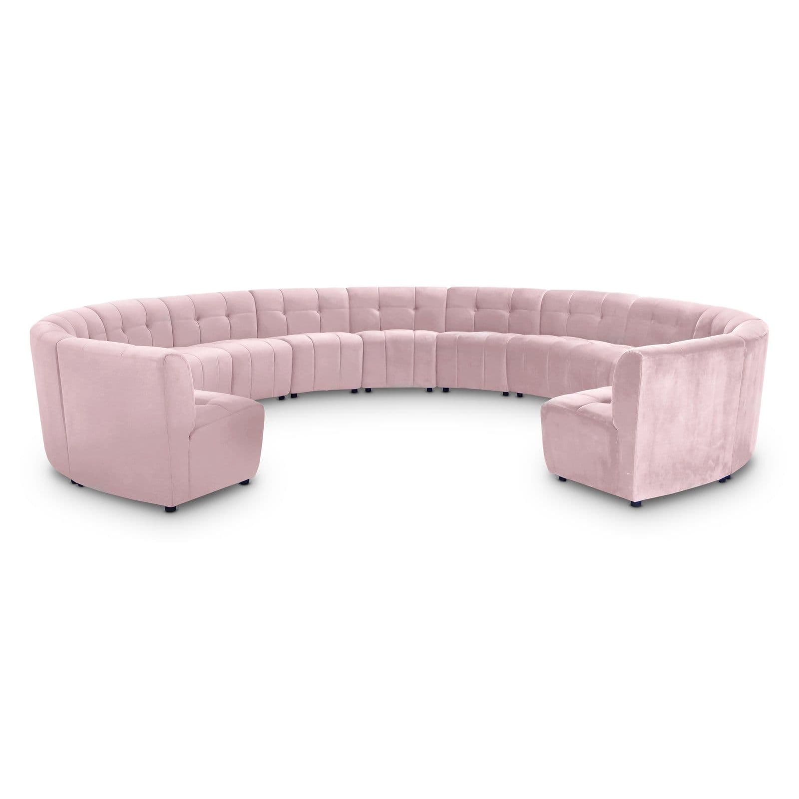 Kira 177.5" Pink Velvet Upholstered Sectional, 13-Piece