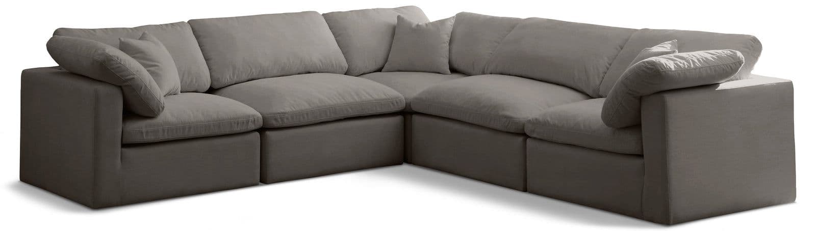 Selene 105" Grey Velvet Upholstered Standard Comfort Sectional, 5-Piece (Style 2)