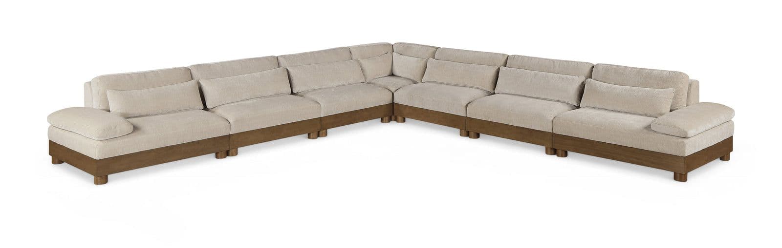 Kira 167.75" Taupe Chenille Fabric Upholstered Sectional, 7-Piece