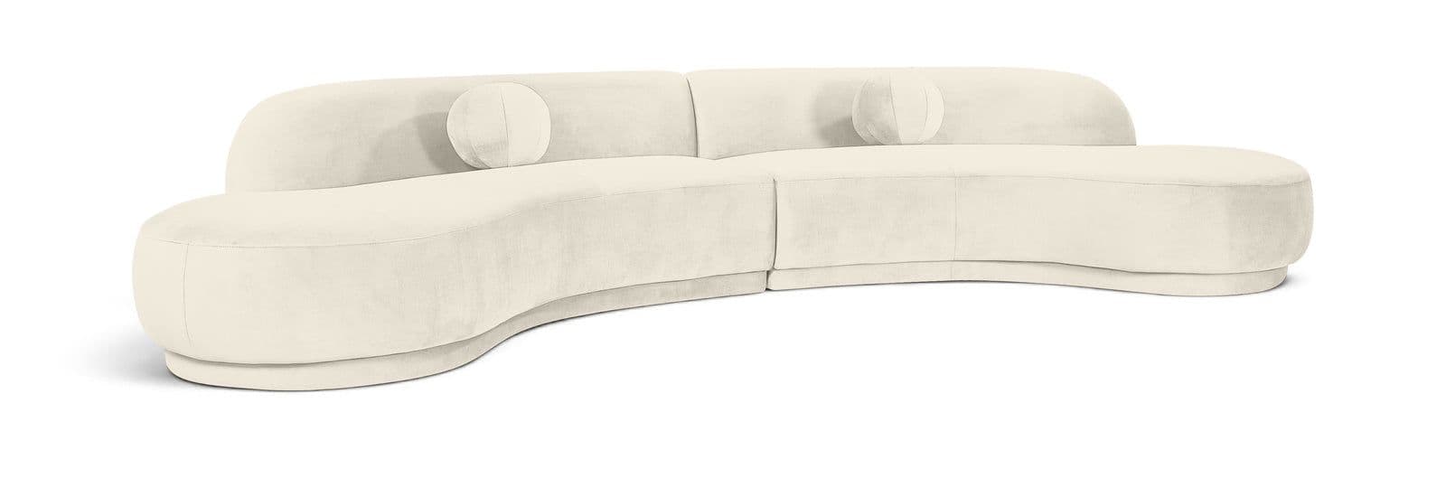 Juniper 146" Cream Velvet Performance Fabric Upholstered Sectional