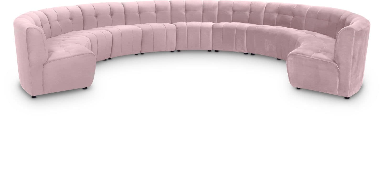 Kira 177.5" Pink Velvet Upholstered Sectional, 11-Piece