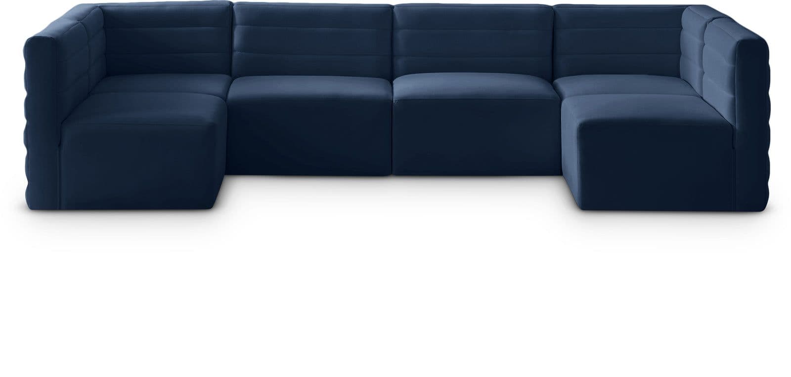 Opal 126" Navy Velvet Upholstered Comfort Sectional, 6-Piece (Style 2)