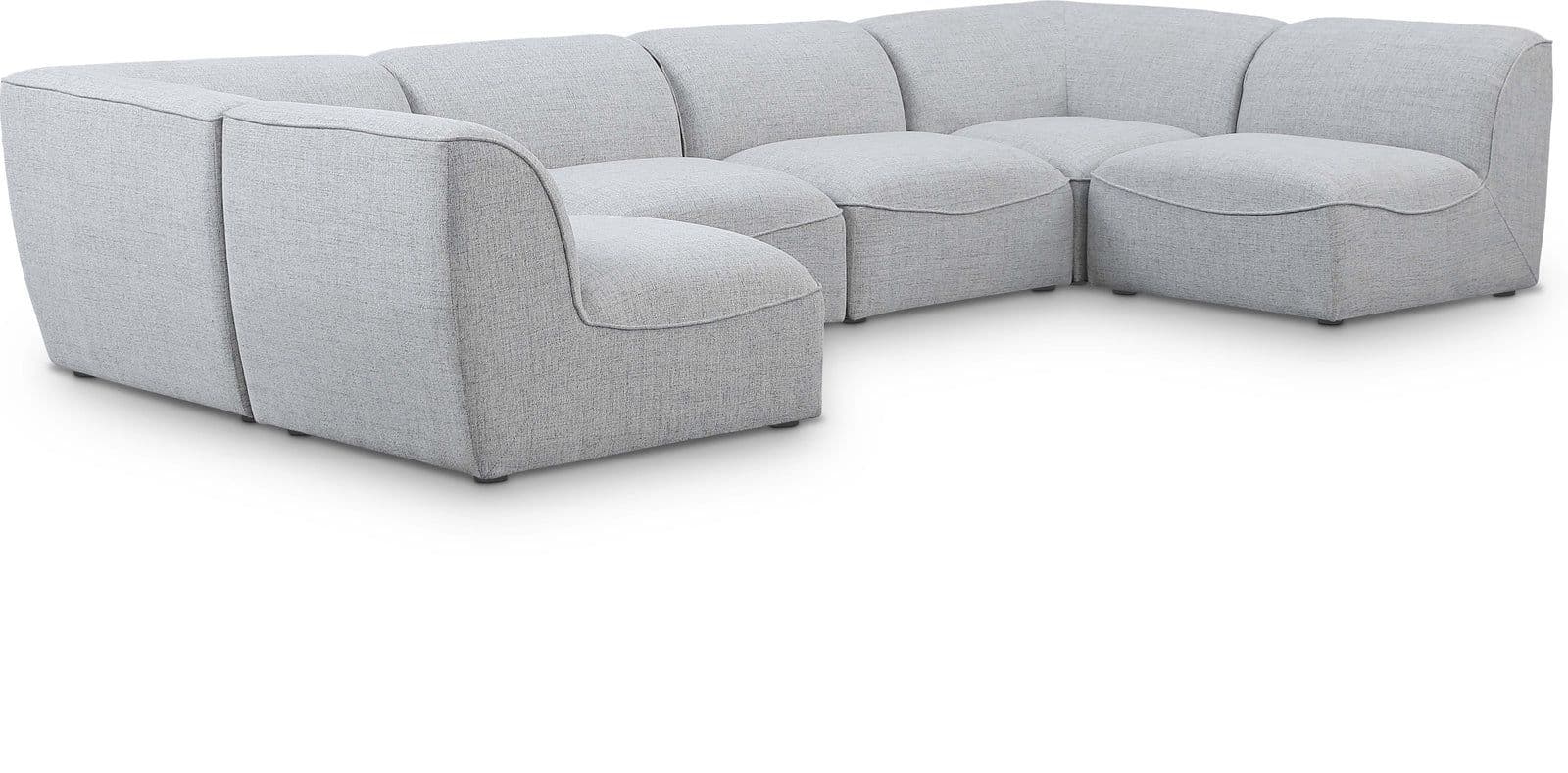 Greer 142" Grey Linen Textured Fabric Upholstered Sectional, 6-Piece (Style 3)