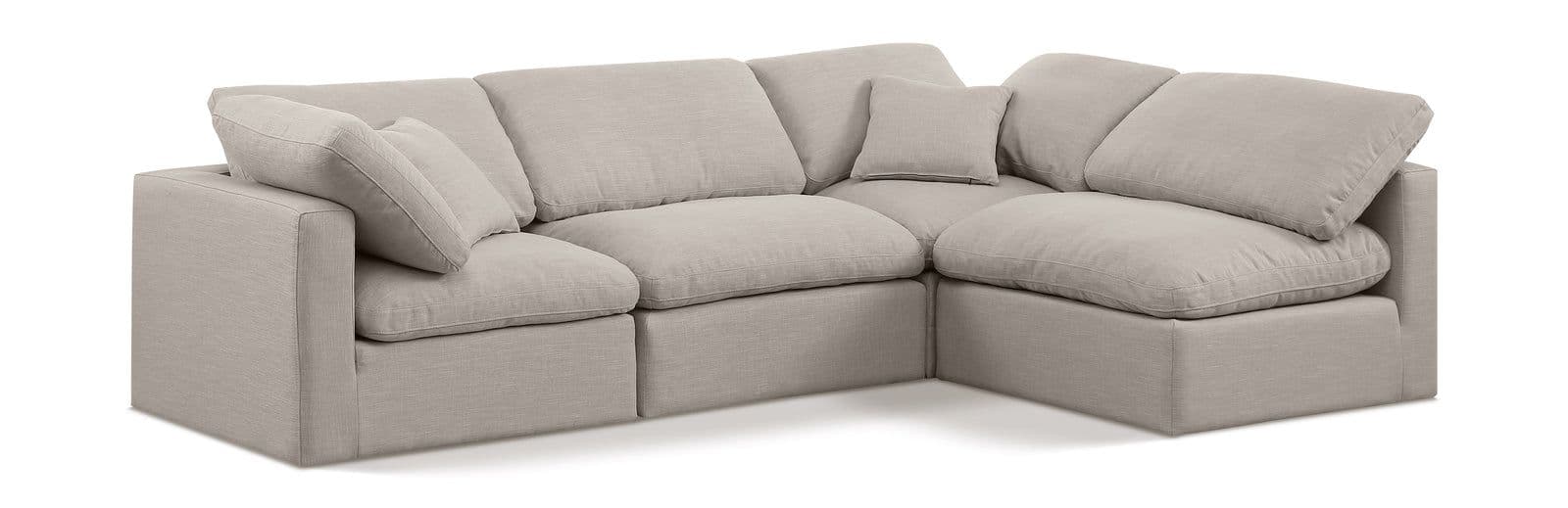 Sloane 105" Linen Textured Fabric Upholstered Sectional, 4-Piece (Style 2)