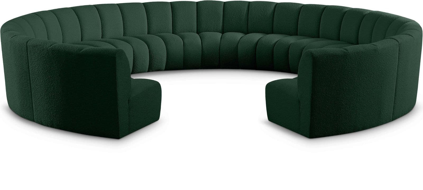 Isolde 178" Green Boucle Fabric Upholstered Sectional, 11-Piece