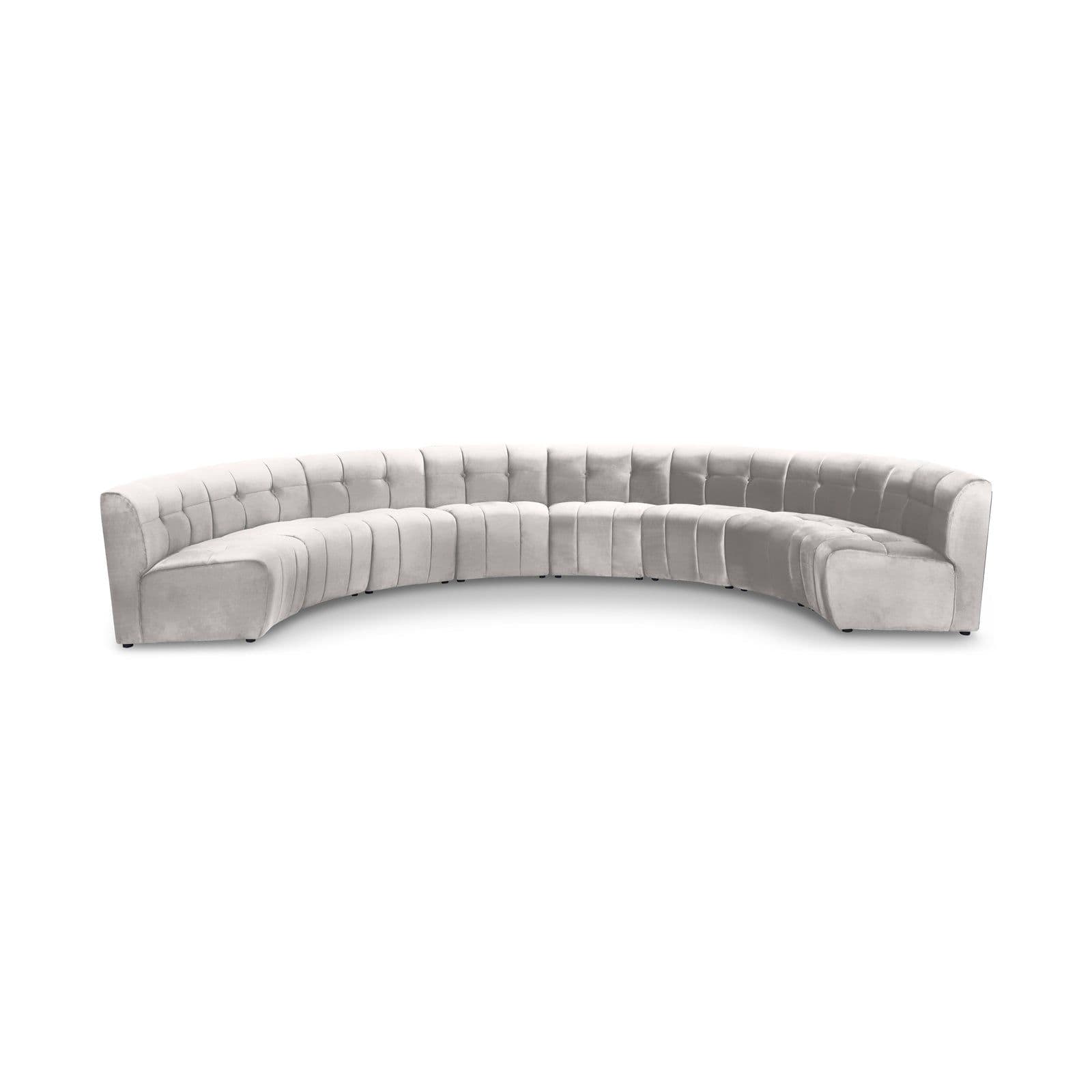 Kira 174.5" Cream Velvet Upholstered Sectional, 8-Piece