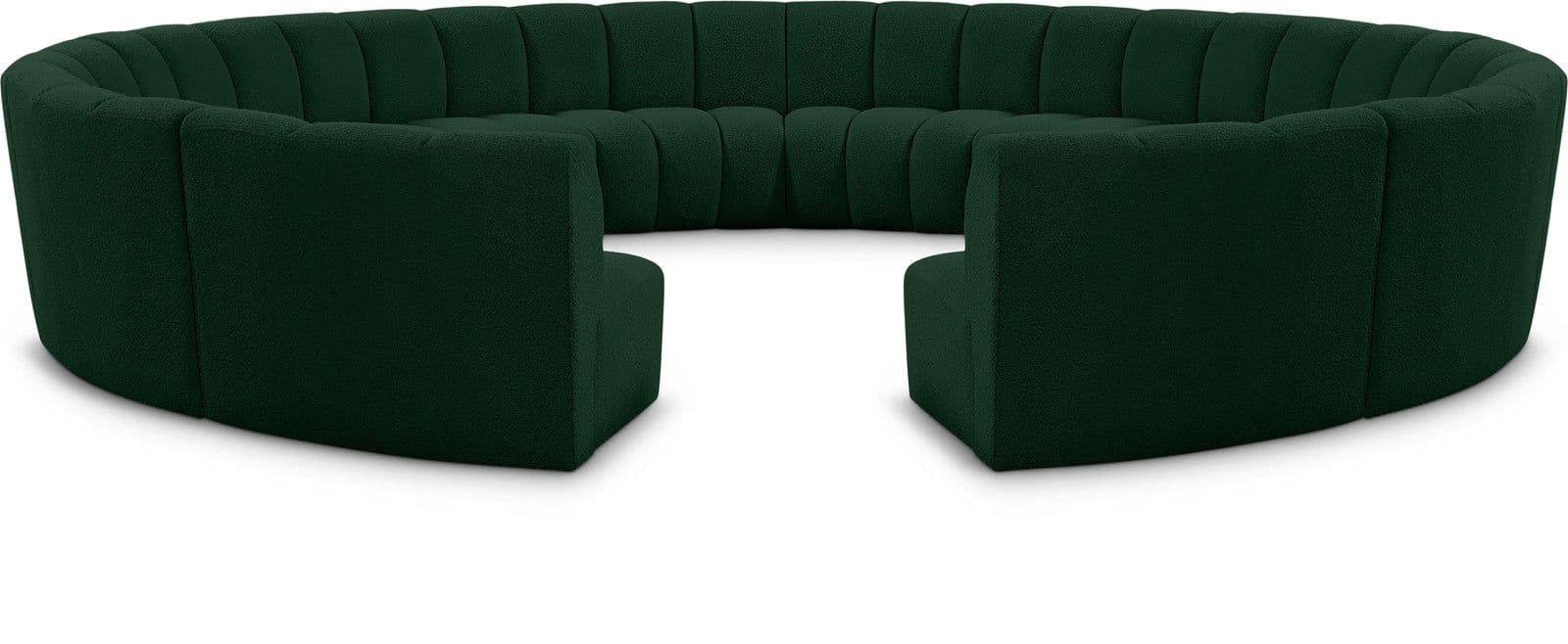 Isolde 178" Green Boucle Fabric Upholstered Sectional, 12-Piece