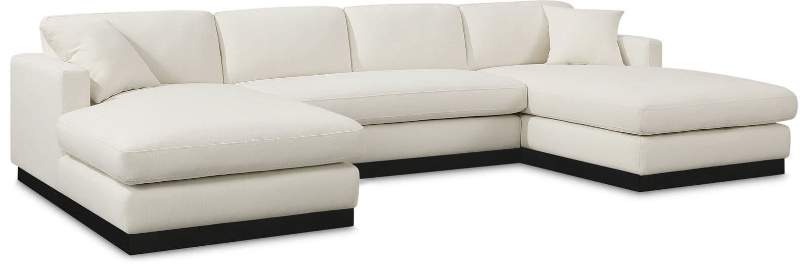 Bellamy 127" Cream Linen Textured Fabric Upholstered Sectional, 3-Piece (Style 2)