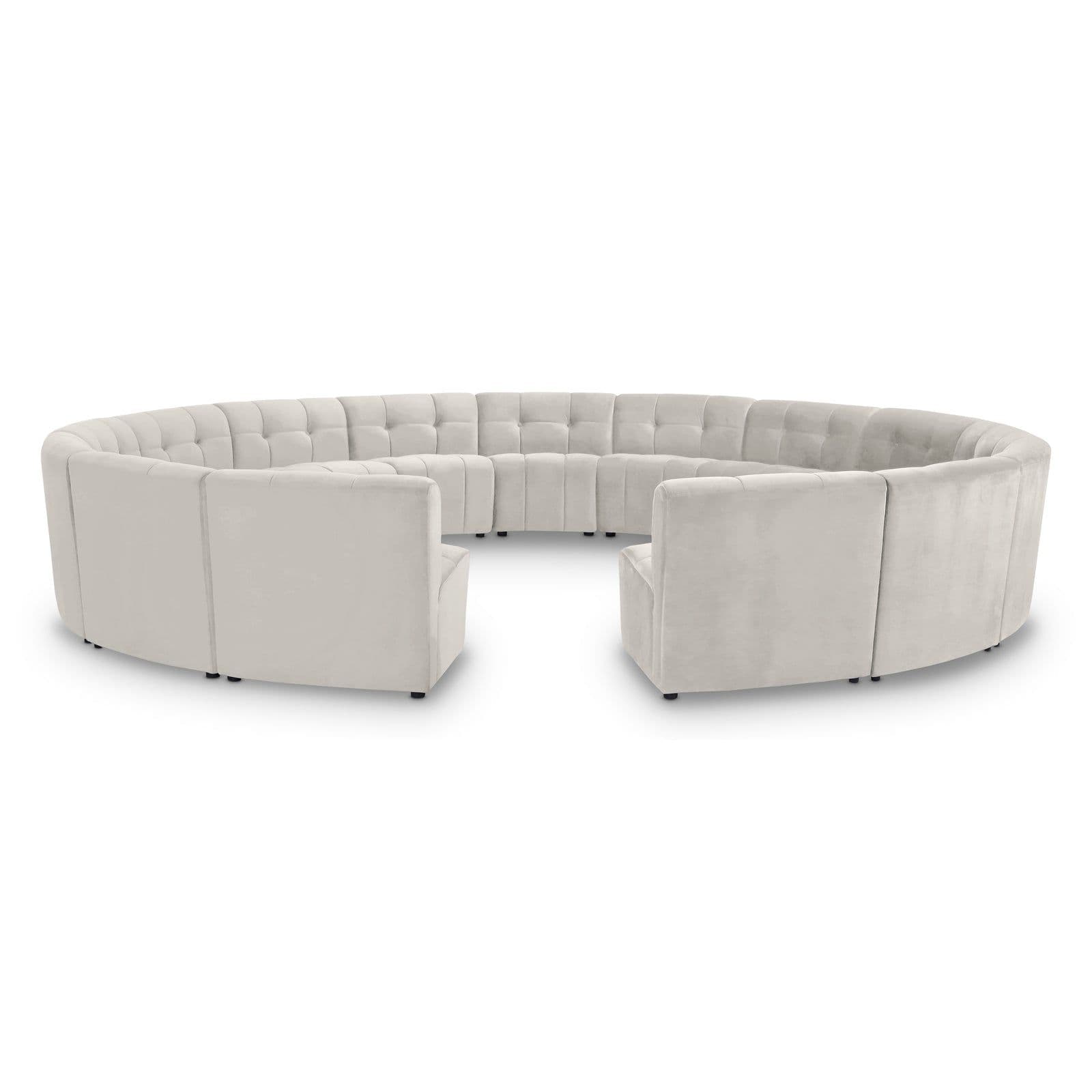 Kira 177.5" Cream Velvet Upholstered Sectional, 15-Piece