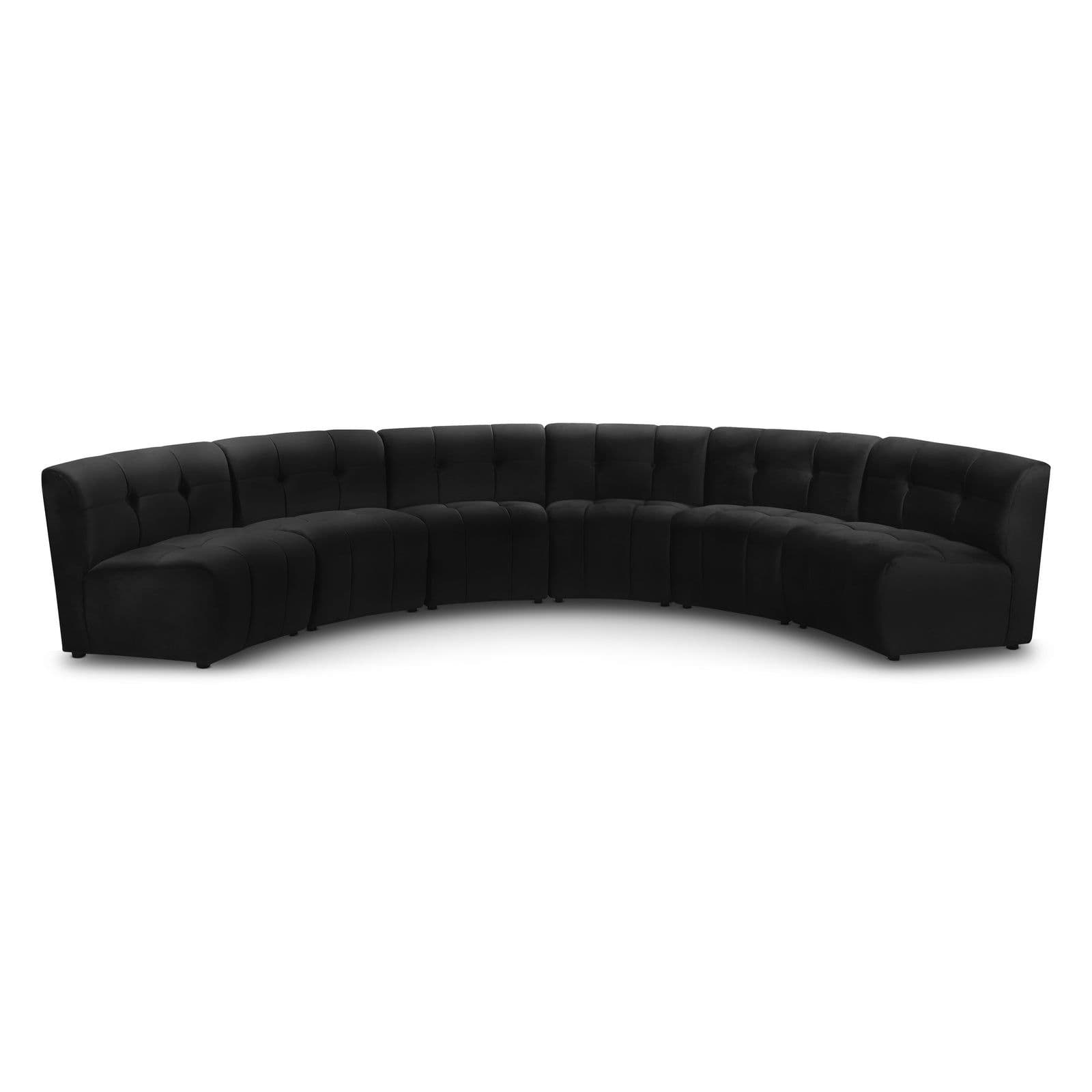 Kira 157.5" Black Velvet Upholstered Sectional, 6-Piece