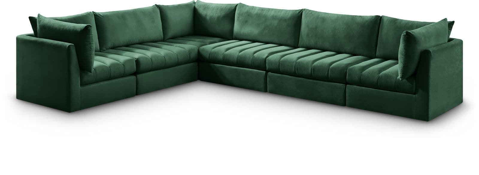 Rowan 140" Green Velvet Upholstered Sectional, 6-Piece
