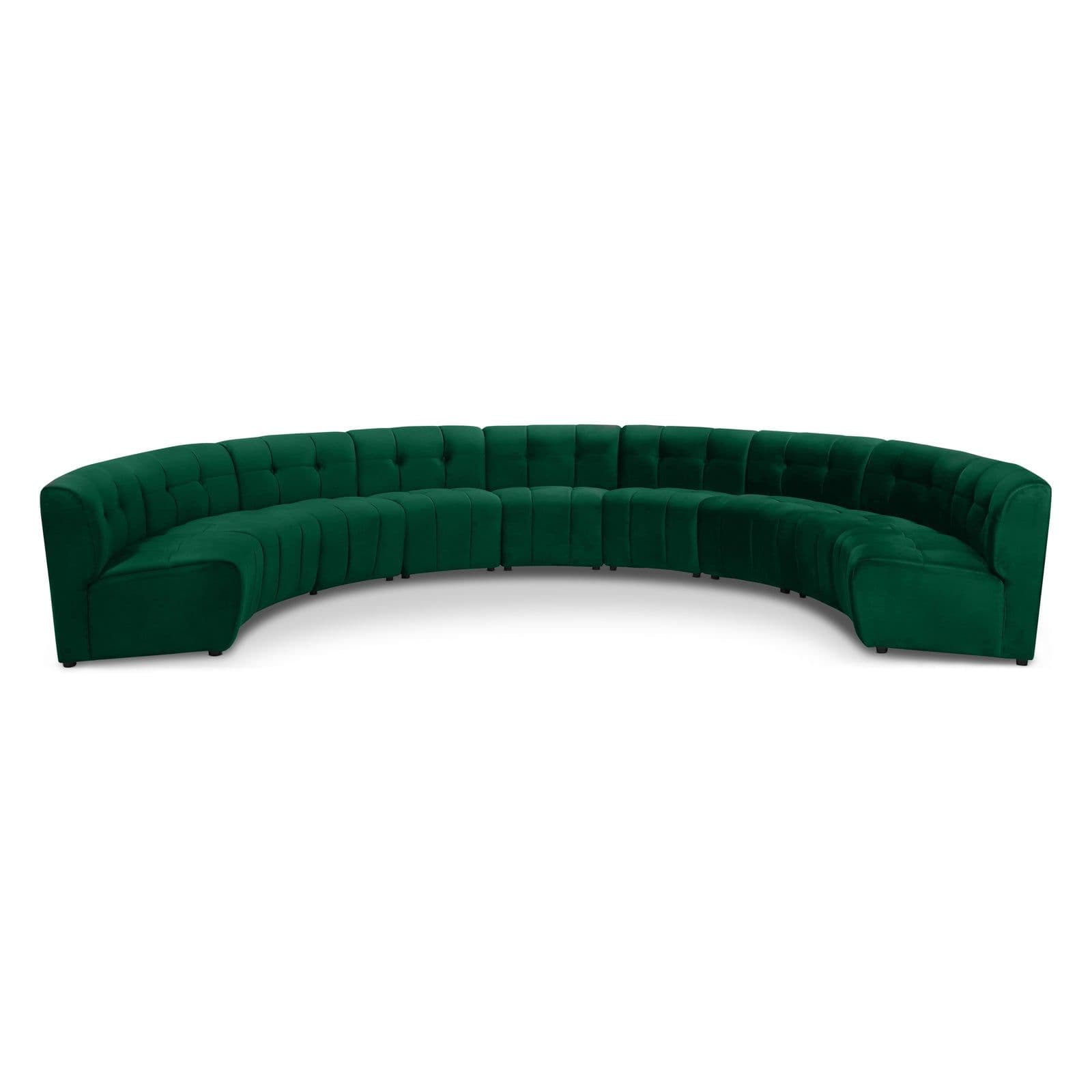 Kira 177.5" Green Velvet Upholstered Sectional, 9-Piece