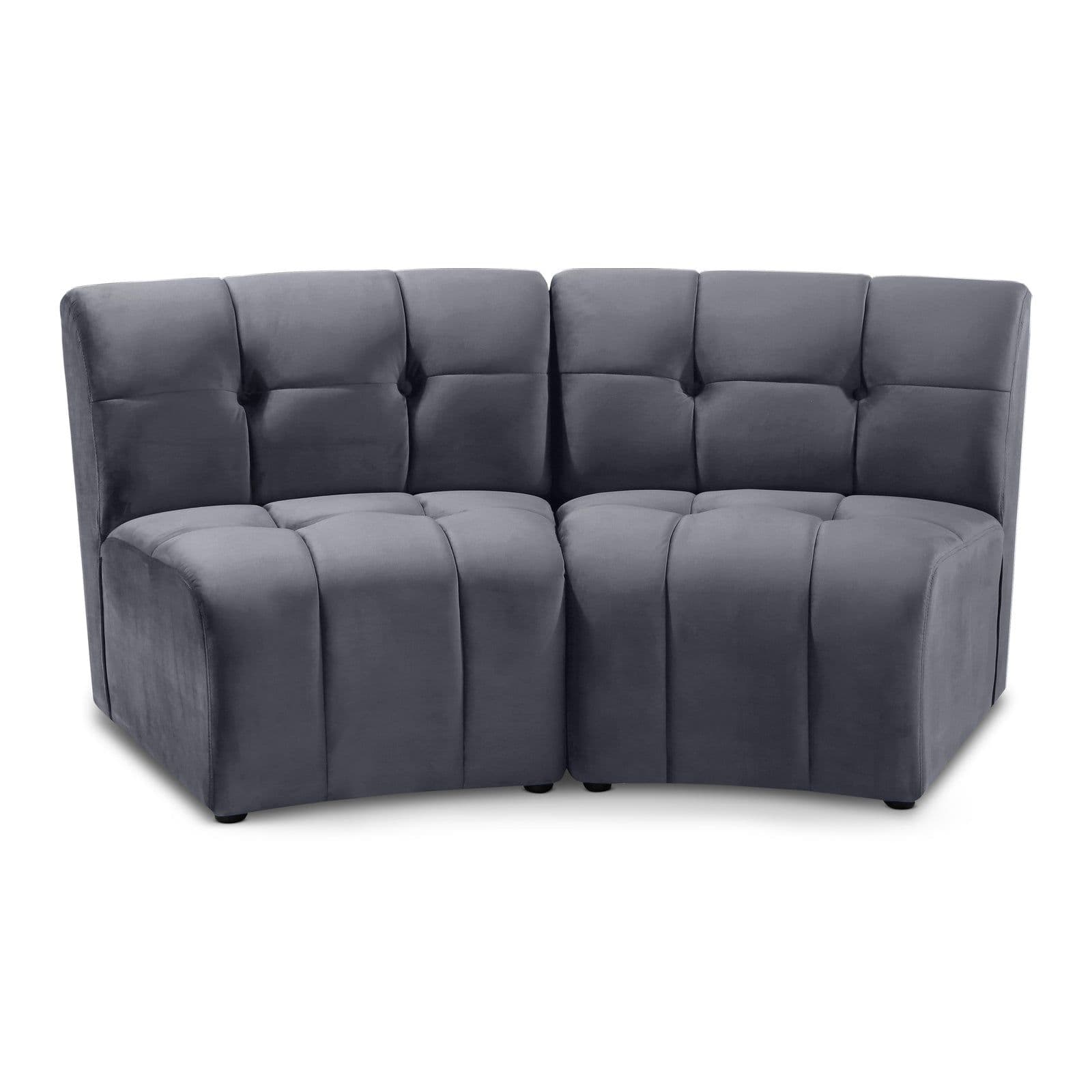 Kira 65" Grey Velvet Upholstered Sectional, 2-Piece