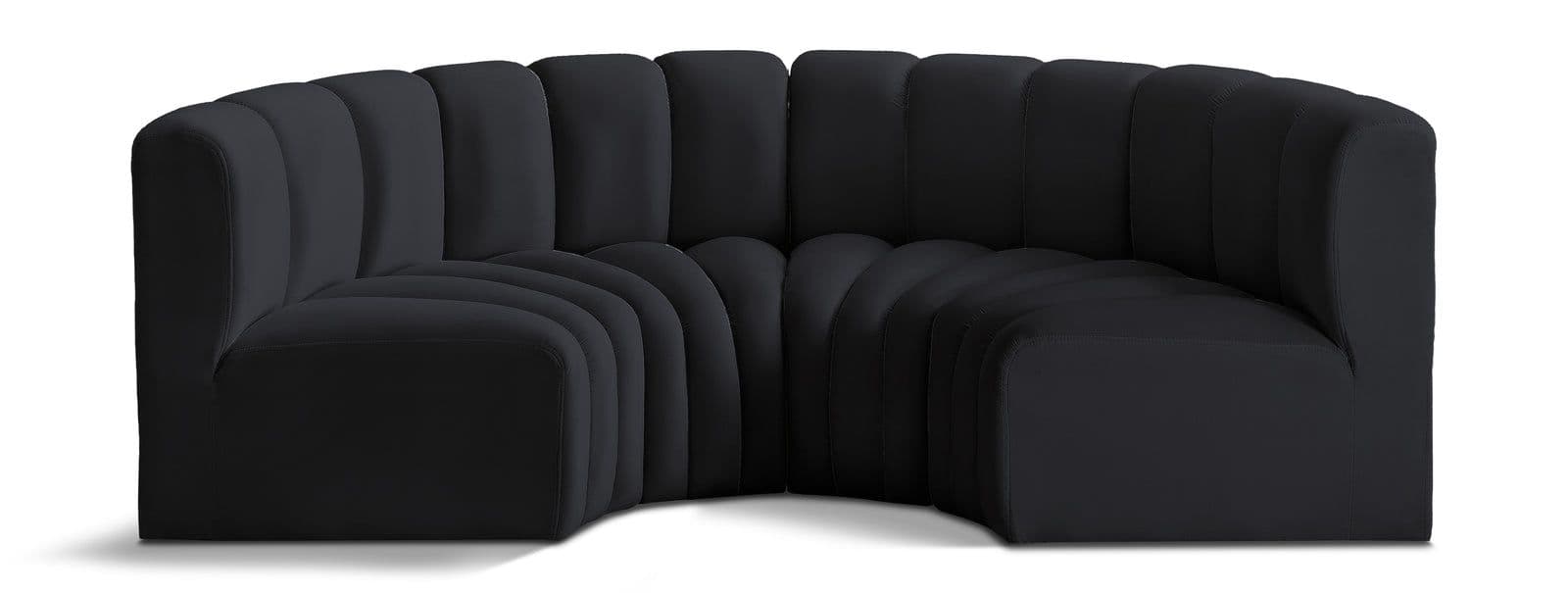Yara 88" Velvet Upholstered Sectional, 4-Piece