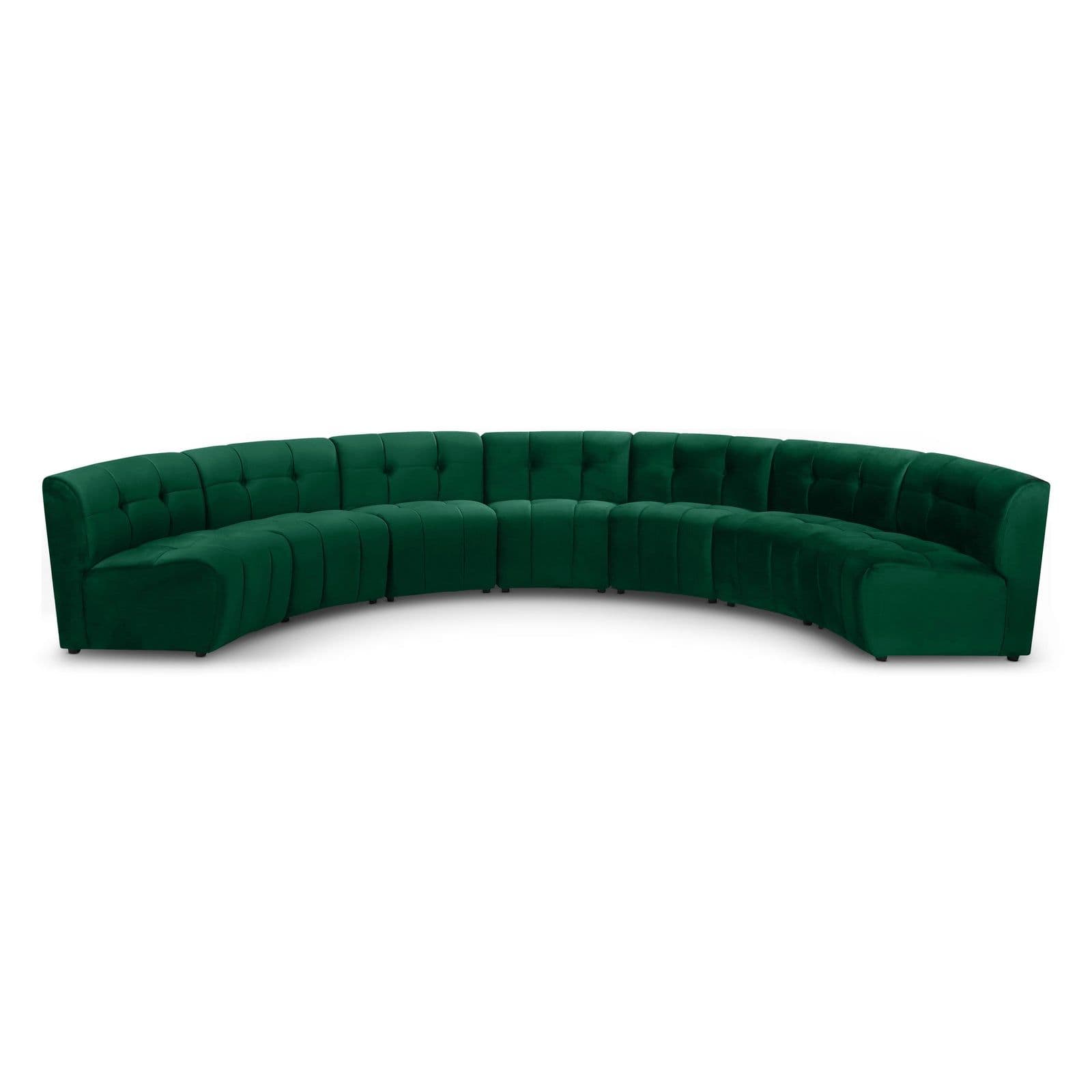 Kira 169.5" Green Velvet Upholstered Sectional, 7-Piece