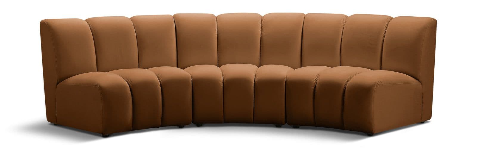 Isolde 119" Saddle Velvet Upholstered Sectional, 3-Piece