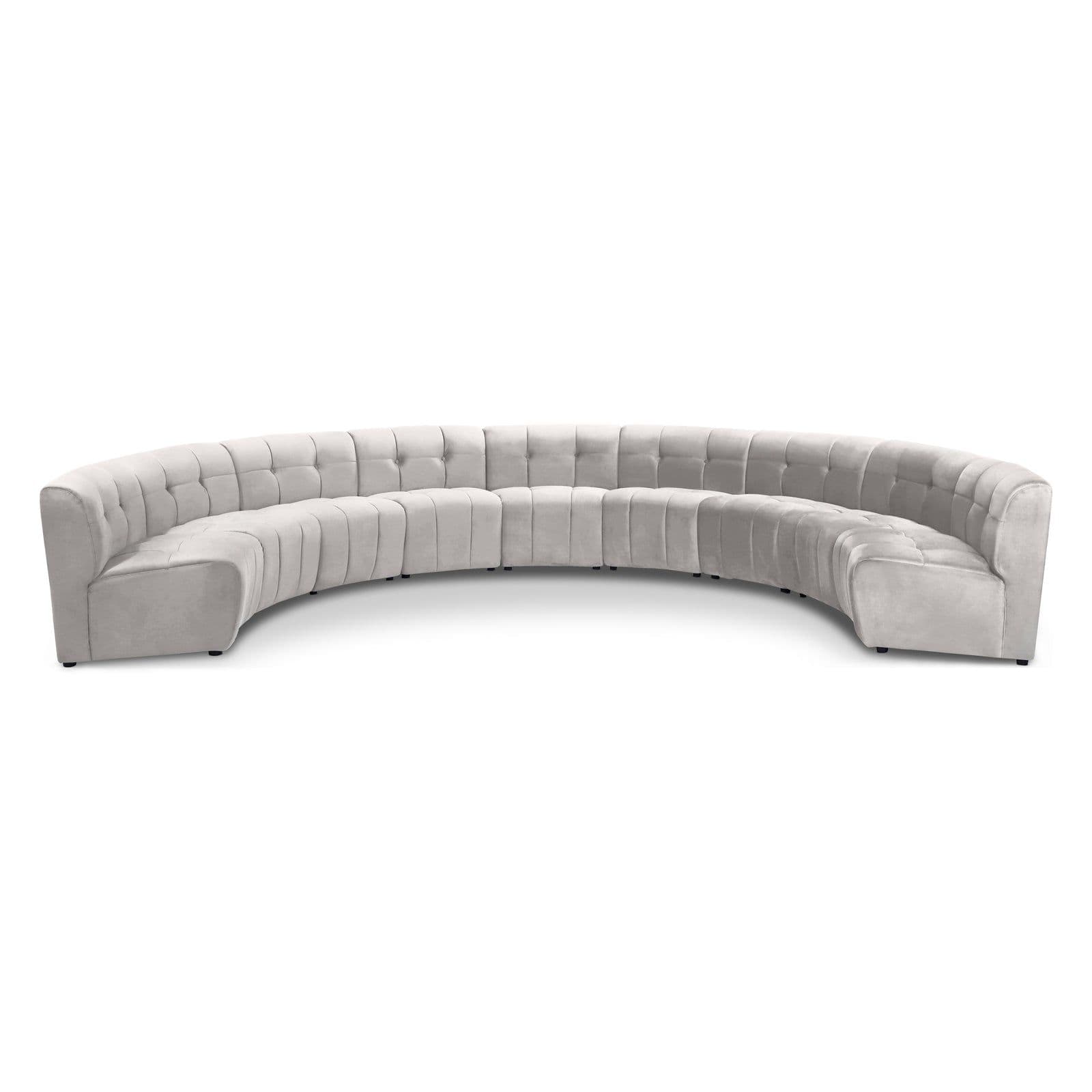 Kira 177.5" Cream Velvet Upholstered Sectional, 9-Piece
