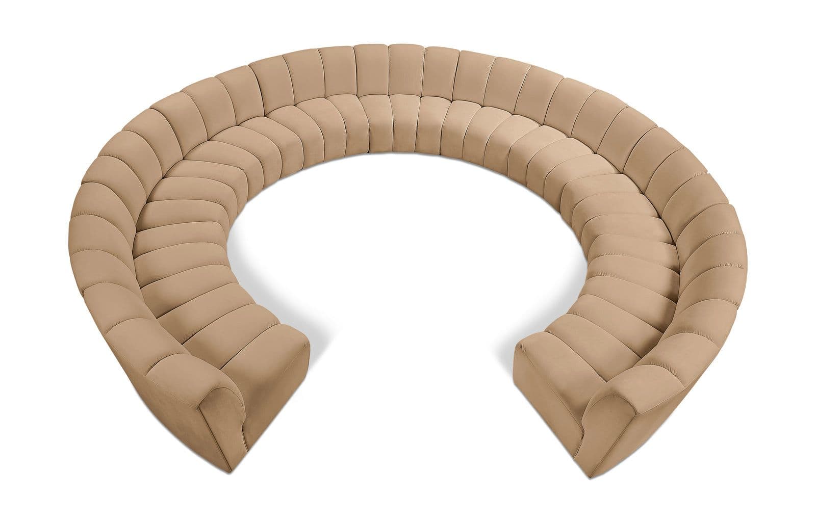 Isolde 183" Camel Velvet Upholstered Sectional, 11-Piece