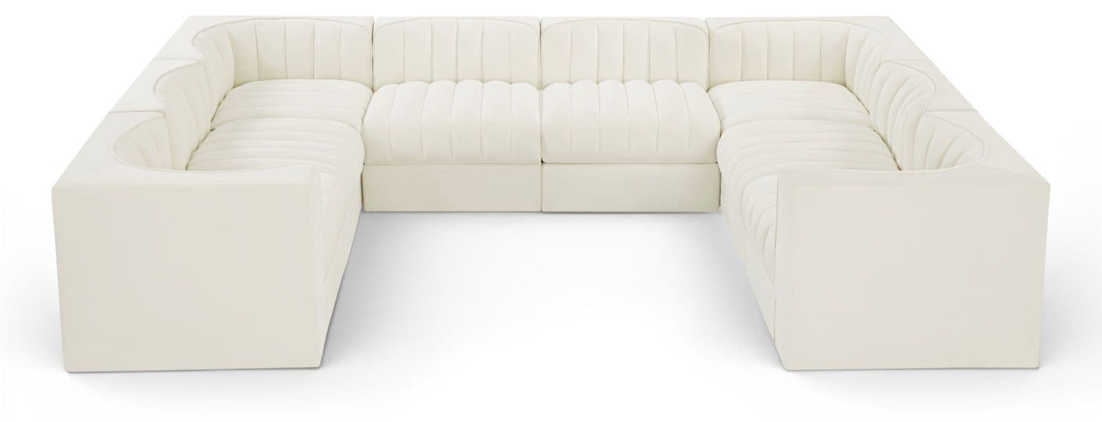 Talia Cream Velvet Performance Fabric Upholstered Sectional