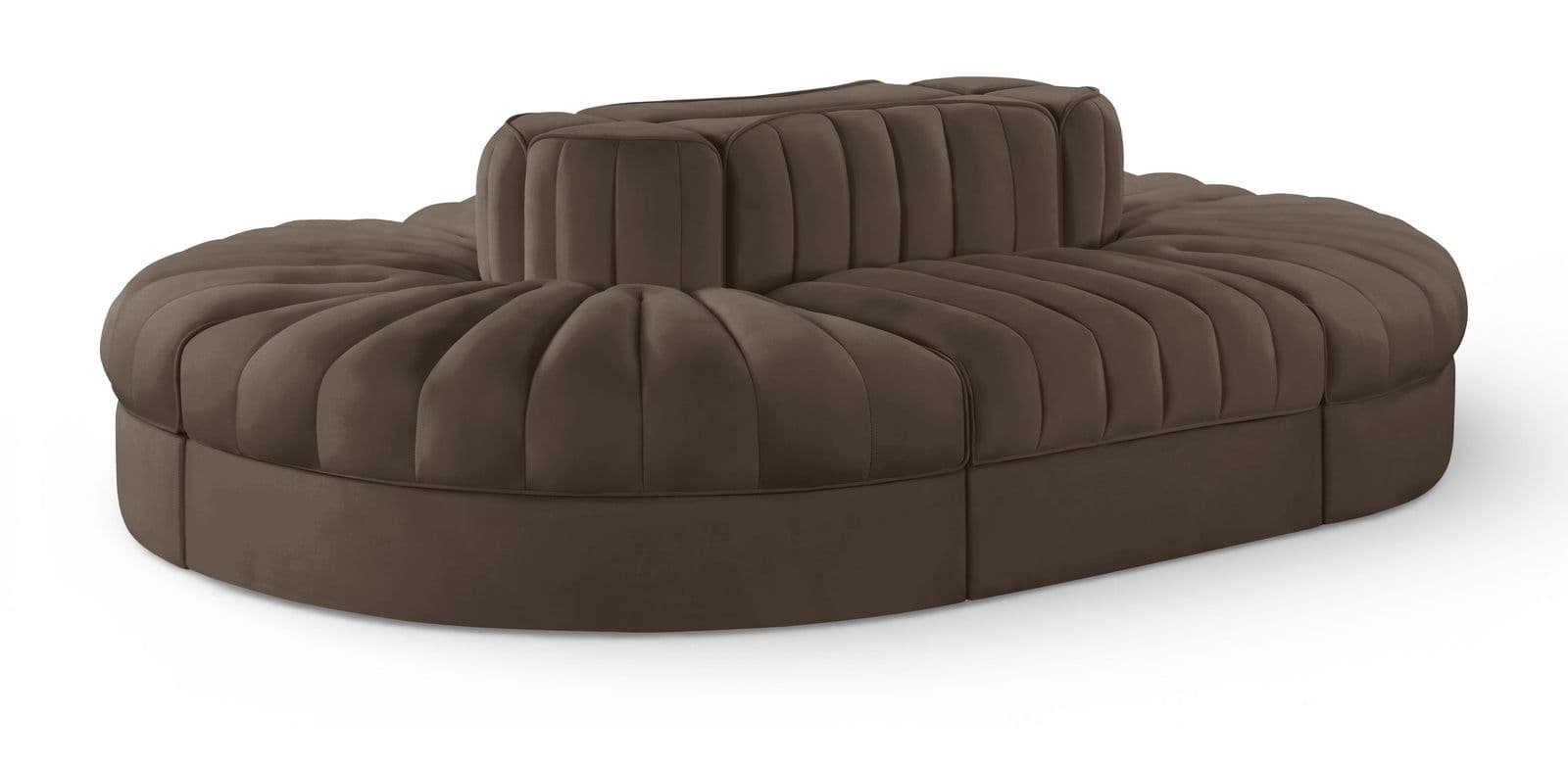 Talia Brown Velvet Performance Fabric Upholstered Sectional, 6-Piece (Style 3)