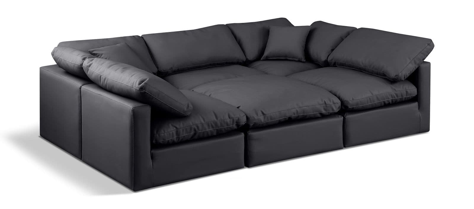 Sloane 105" Vegan Leather Upholstered Sectional, 6-Piece