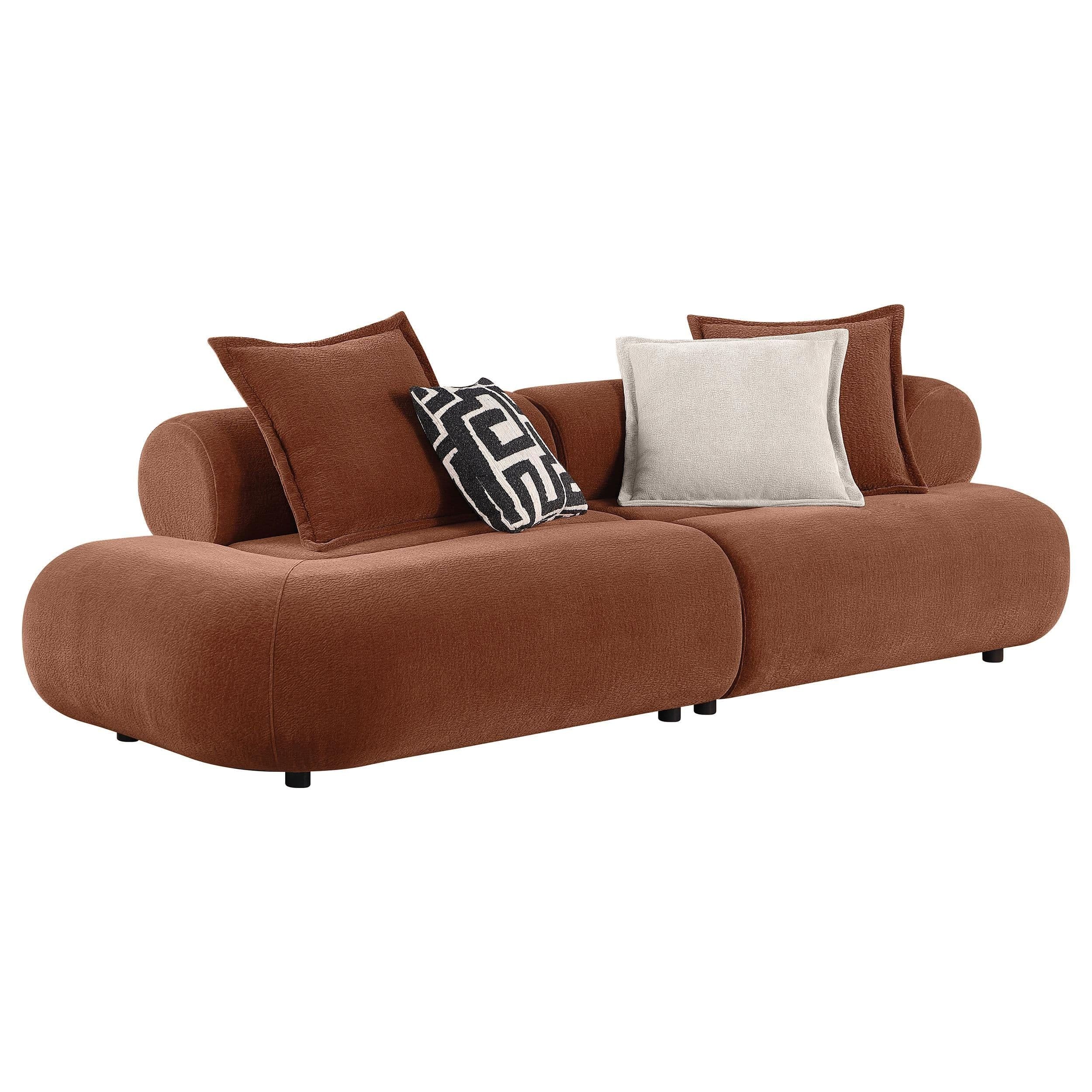 Ashlyn 105-inch Velvet Modular Bumper Sectional Sofa Rust
