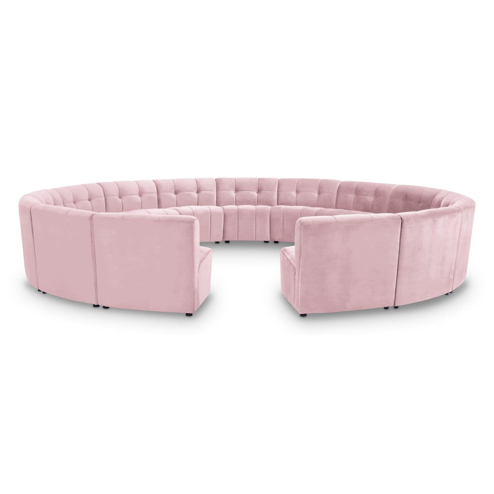 Kira 177.5" Pink Velvet Upholstered Sectional, 15-Piece