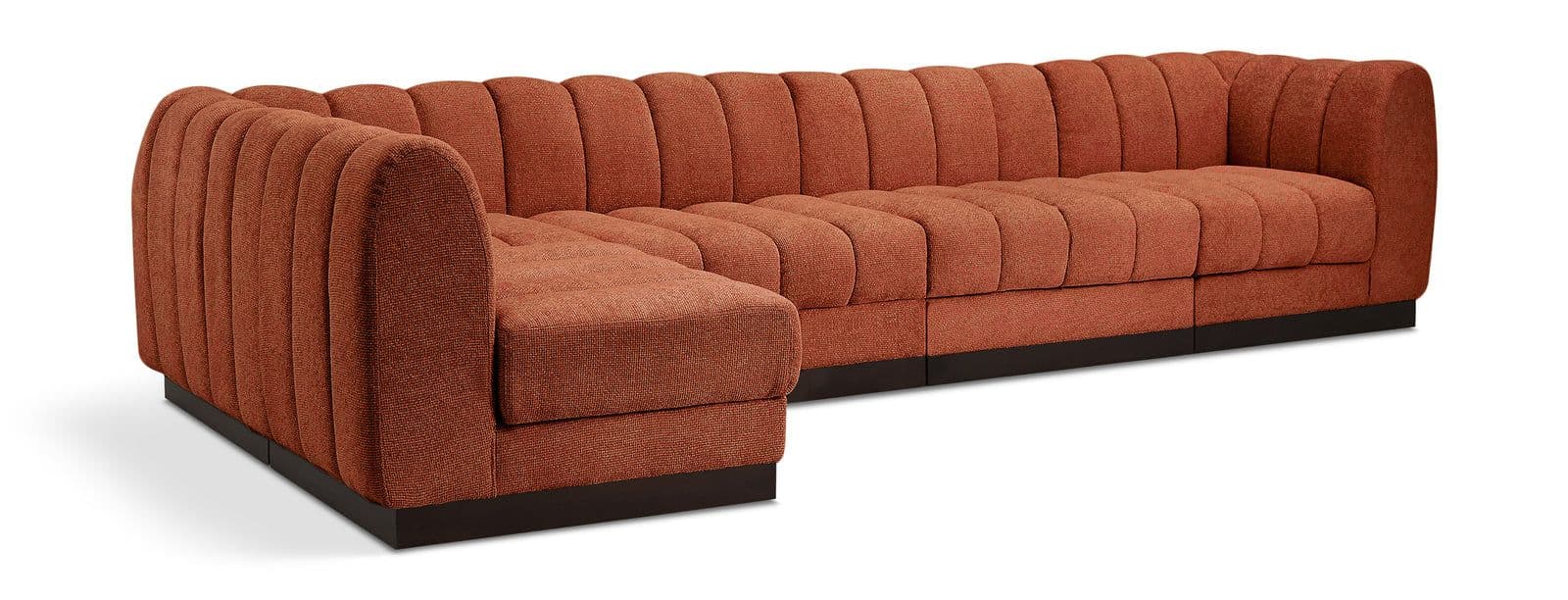 Opal 133" Chenille Fabric Upholstered Sectional, 5-Piece