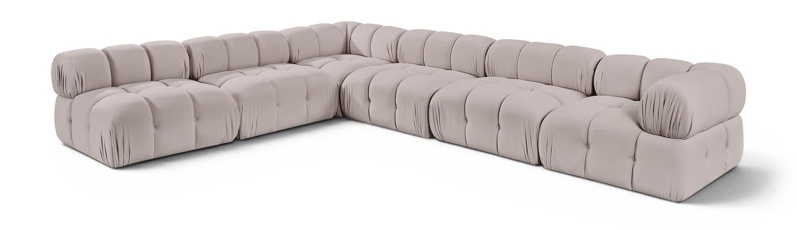 Camden Beige Velvet Performance Fabric Upholstered Sectional, 6-Piece (Style 2)