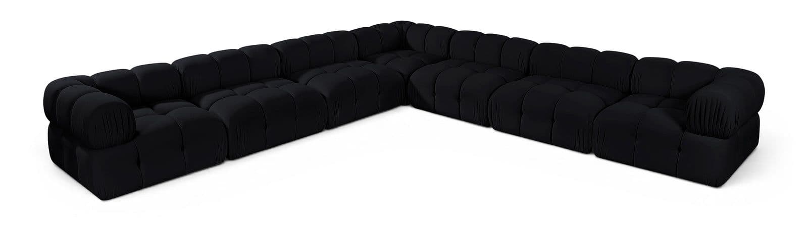 Camden Black Velvet Performance Fabric Upholstered Sectional, 7-Piece