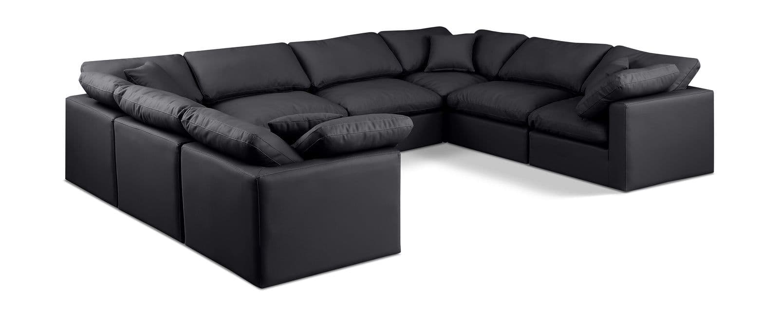 Sloane 140" Vegan Leather Upholstered Sectional, 8-Piece