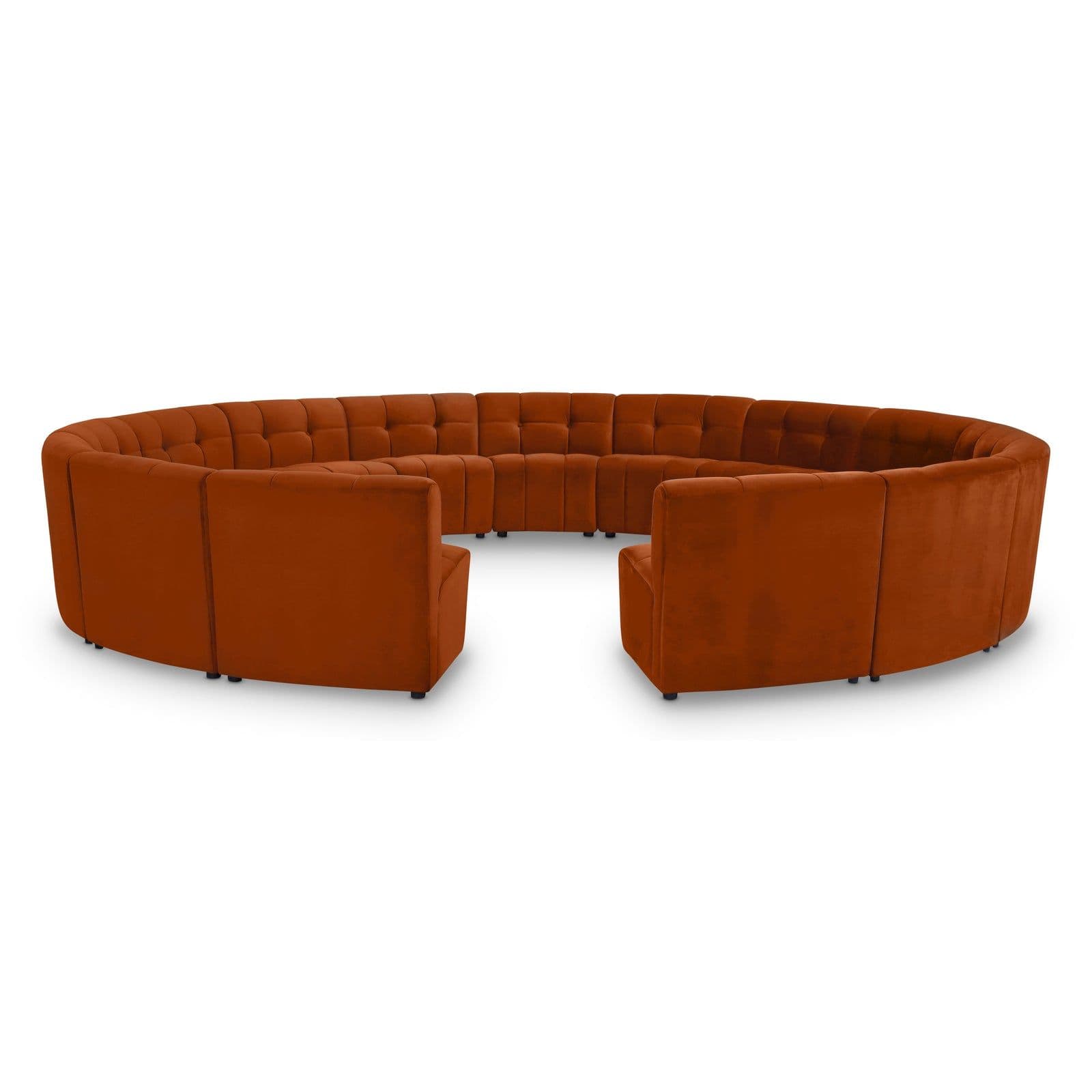 Kira 177.5" Cognac Velvet Upholstered Sectional, 15-Piece