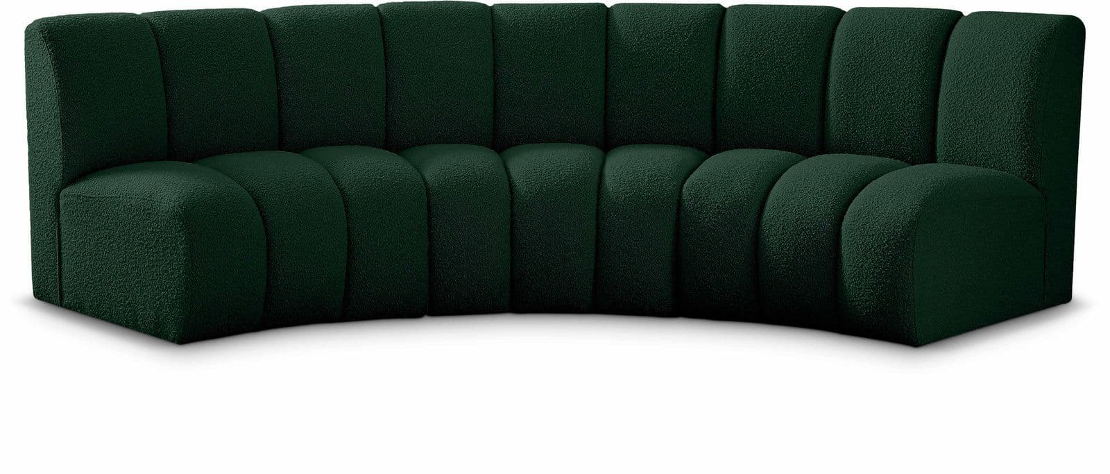 Isolde 119" Green Boucle Fabric Upholstered Sectional, 3-Piece