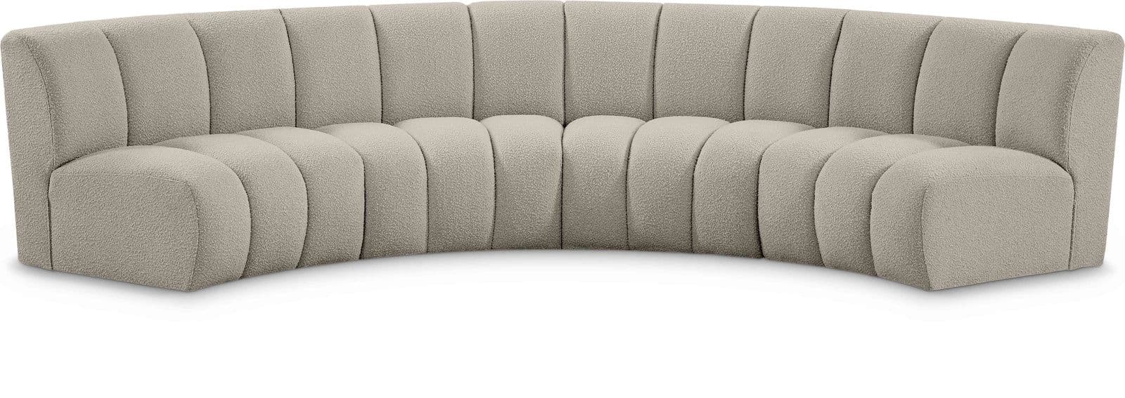 Isolde 148" Brown Boucle Fabric Upholstered Sectional, 4-Piece