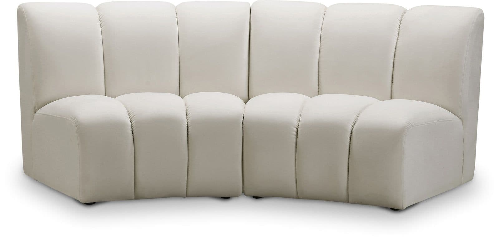 Isolde 83" Cream Velvet Upholstered Sectional, 2-Piece
