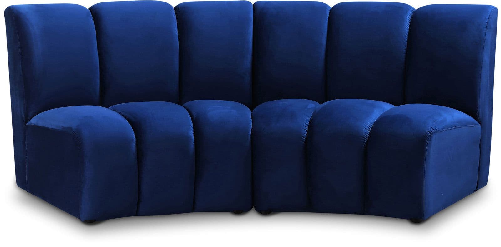 Isolde 83" Navy Velvet Upholstered Sectional, 2-Piece