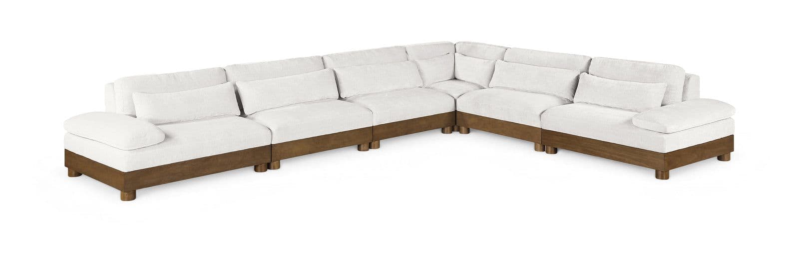 Kira 167.75" Cream Chenille Fabric Upholstered Sectional, 6-Piece