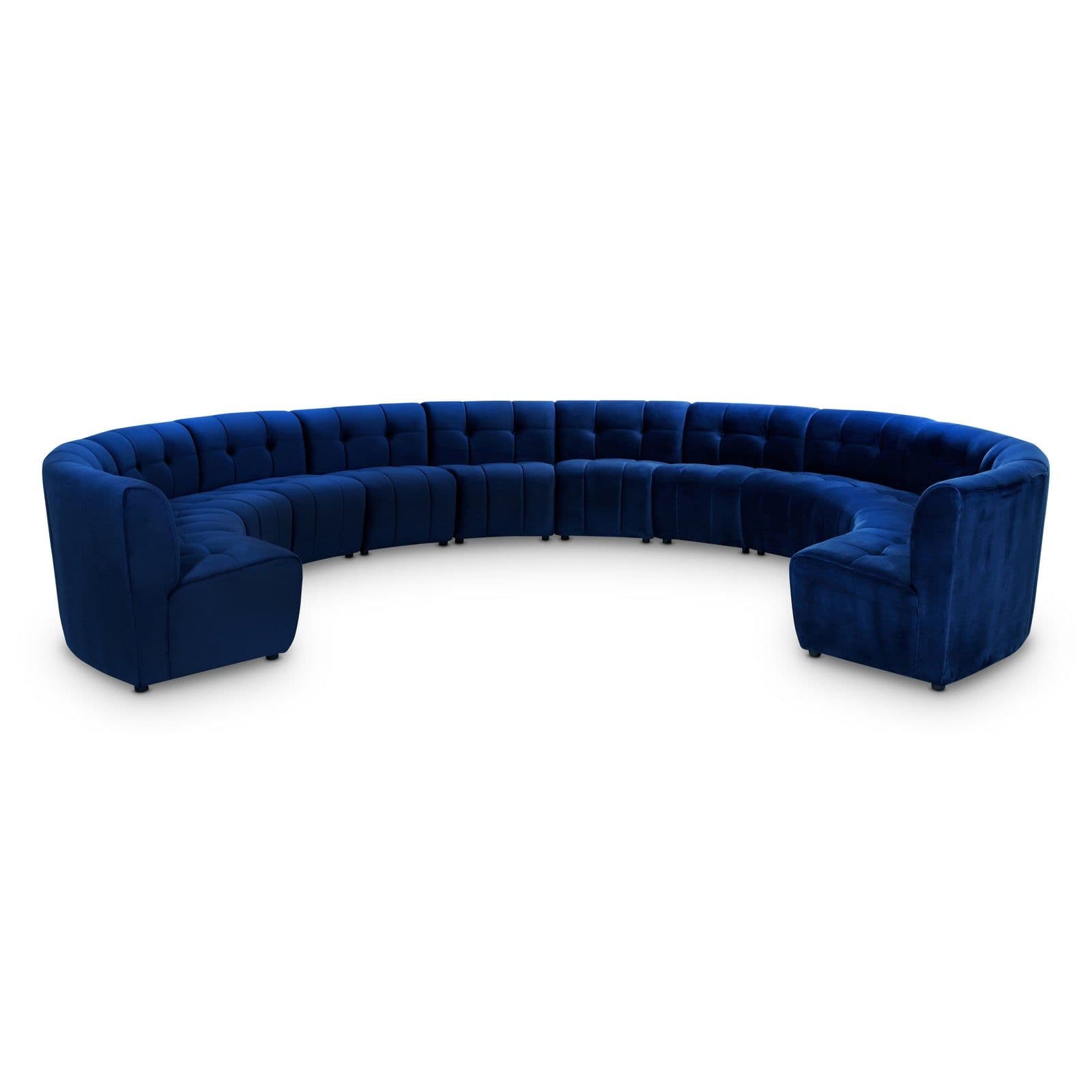 Kira 177.5" Navy Velvet Upholstered Sectional, 12-Piece