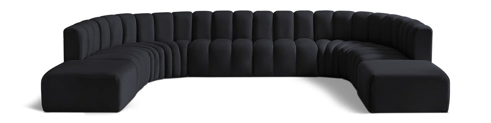 Yara 161" Velvet Upholstered Sectional, 10-Piece
