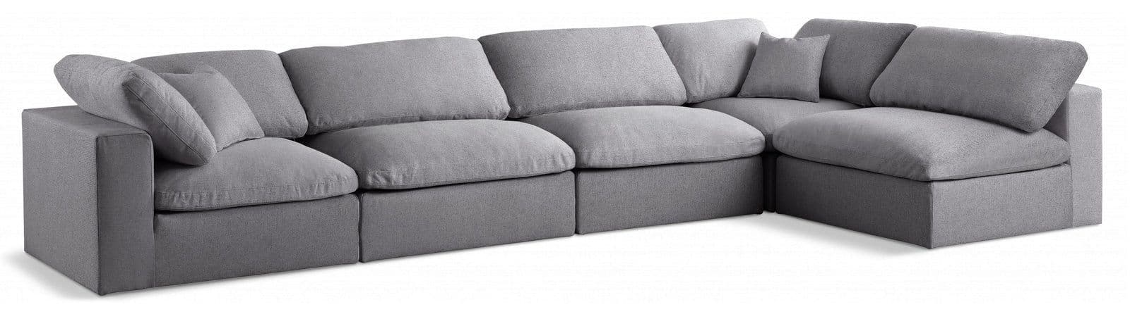 Camden 158" Grey Linen Textured Fabric Upholstered Deluxe Comfort Sectional, 5-Piece (Style 2)