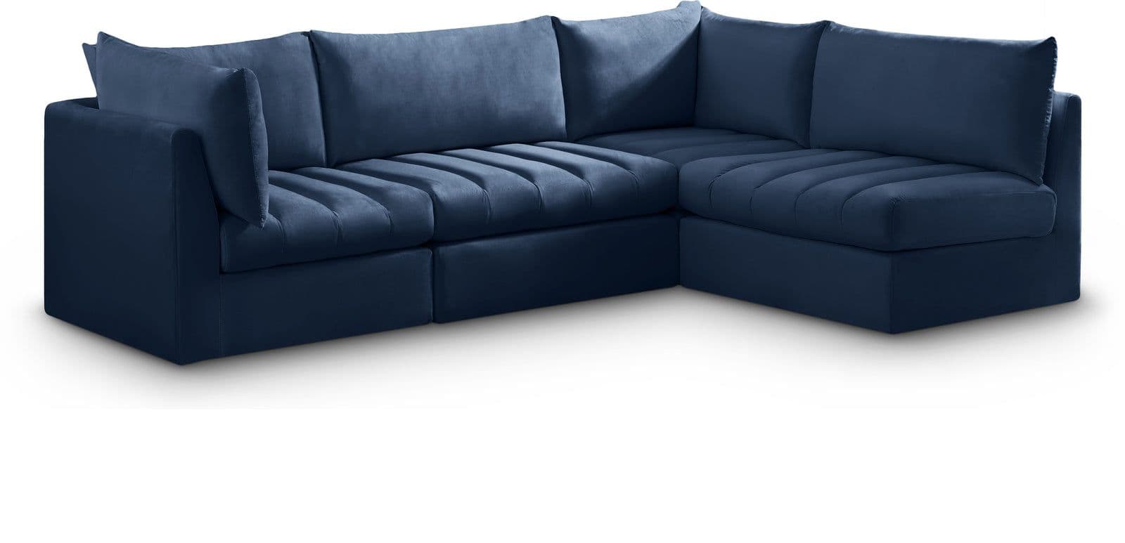 Rowan 103" Navy Velvet Upholstered Sectional, 4-Piece