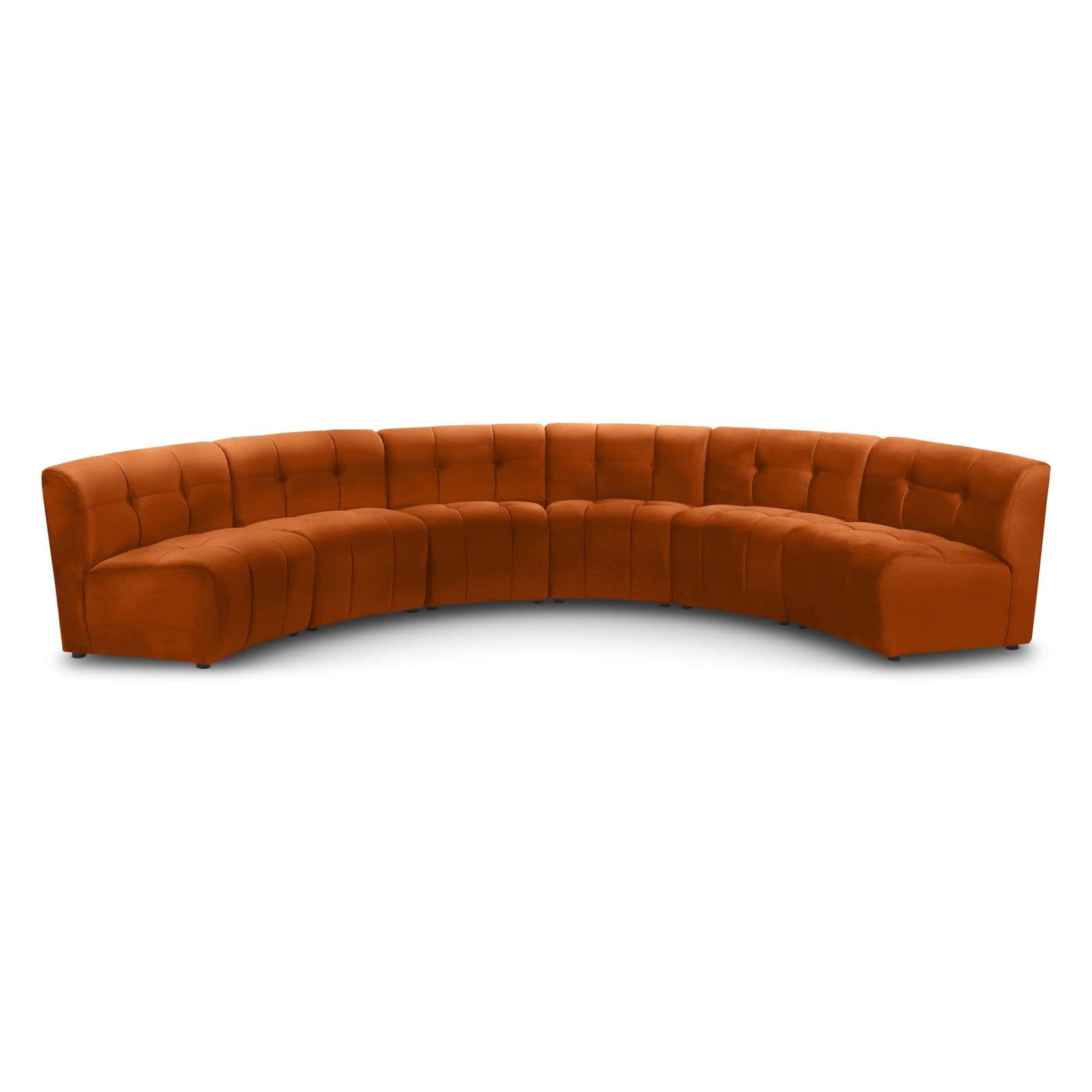 Kira 157.5" Cognac Velvet Upholstered Sectional, 6-Piece