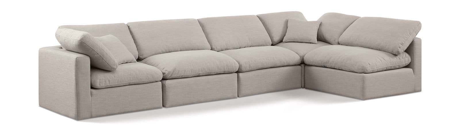 Sloane 140" Linen Textured Fabric Upholstered Sectional, 5-Piece (Style 2)