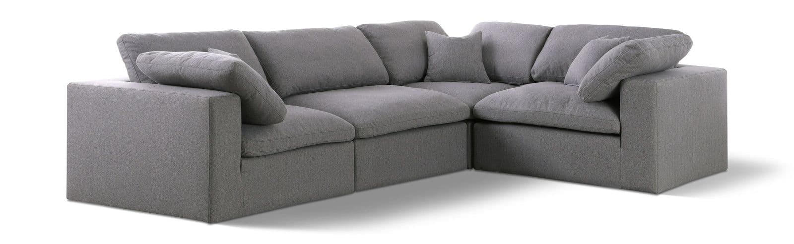 Camden 119" Grey Linen Textured Fabric Upholstered Deluxe Comfort Sectional, 4-Piece (Style 3)