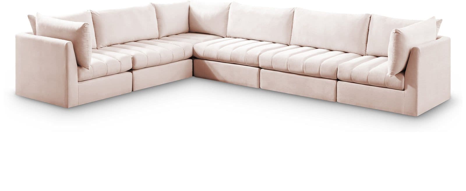 Rowan 140" Pink Velvet Upholstered Sectional, 6-Piece