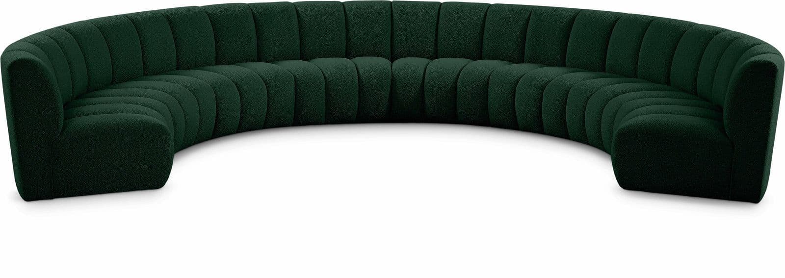 Isolde 178" Green Boucle Fabric Upholstered Sectional, 8-Piece