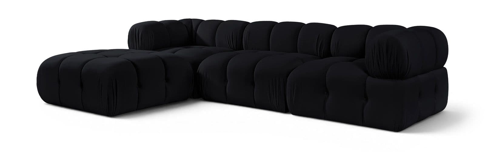 Camden Black Velvet Performance Fabric Upholstered Sectional, 4-Piece (Style 2)
