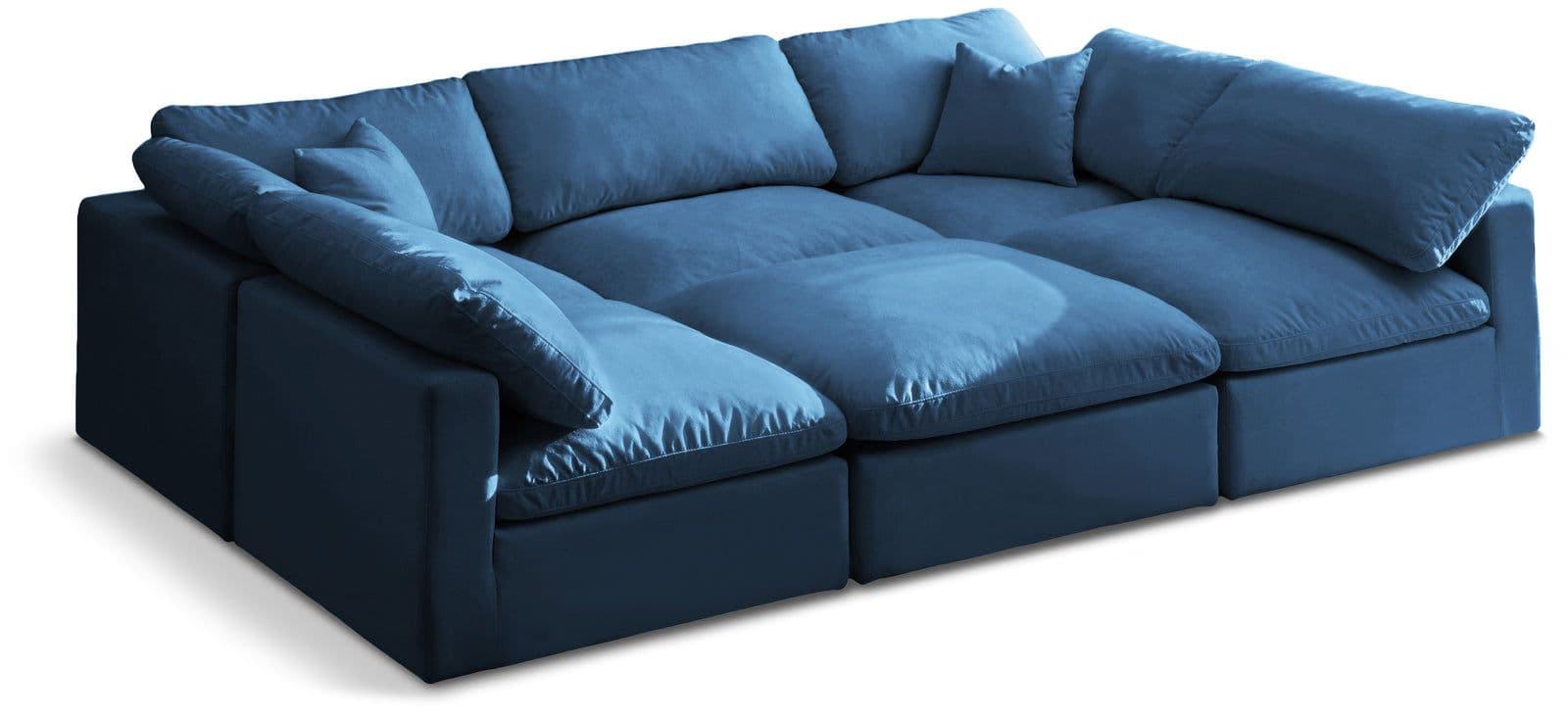 Selene 105" Navy Velvet Upholstered Standard Comfort Sectional, 6-Piece