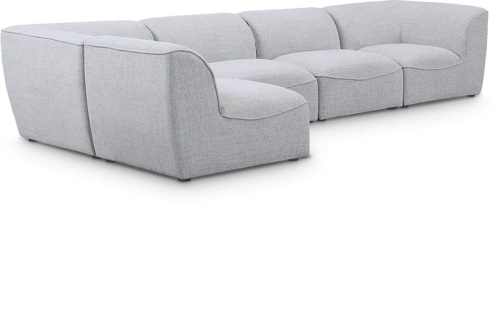 Greer 142" Grey Linen Textured Fabric Upholstered Sectional, 5-Piece (Style 2)