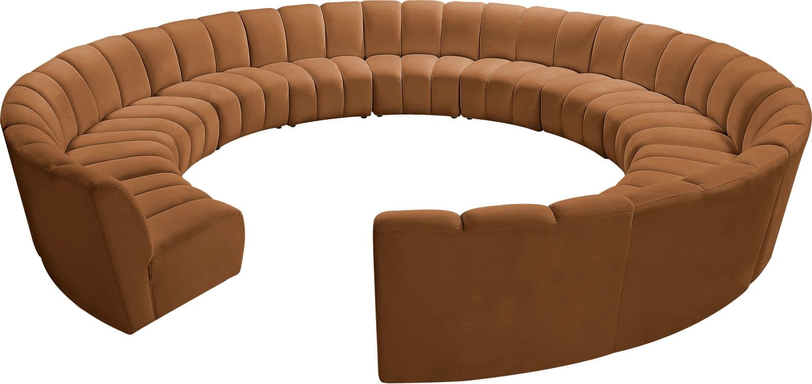 Isolde 183" Saddle Velvet Upholstered Sectional, 12-Piece